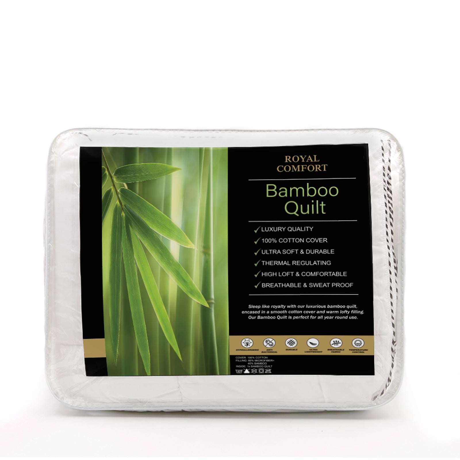 250GSM Bamboo-Blend Quilt & Hotel Pillow Set – Single