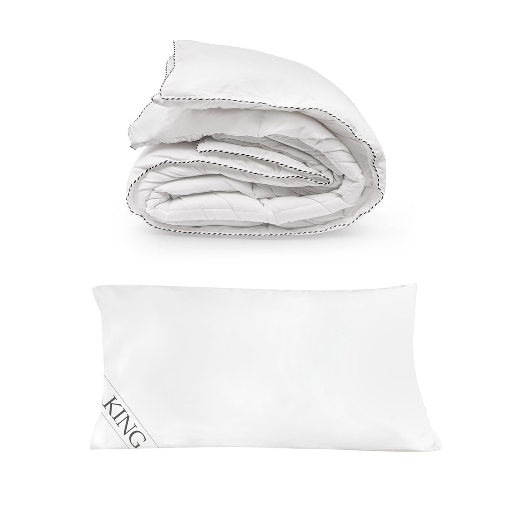 250GSM Bamboo-Blend Quilt & Hotel Pillow Set – Queen