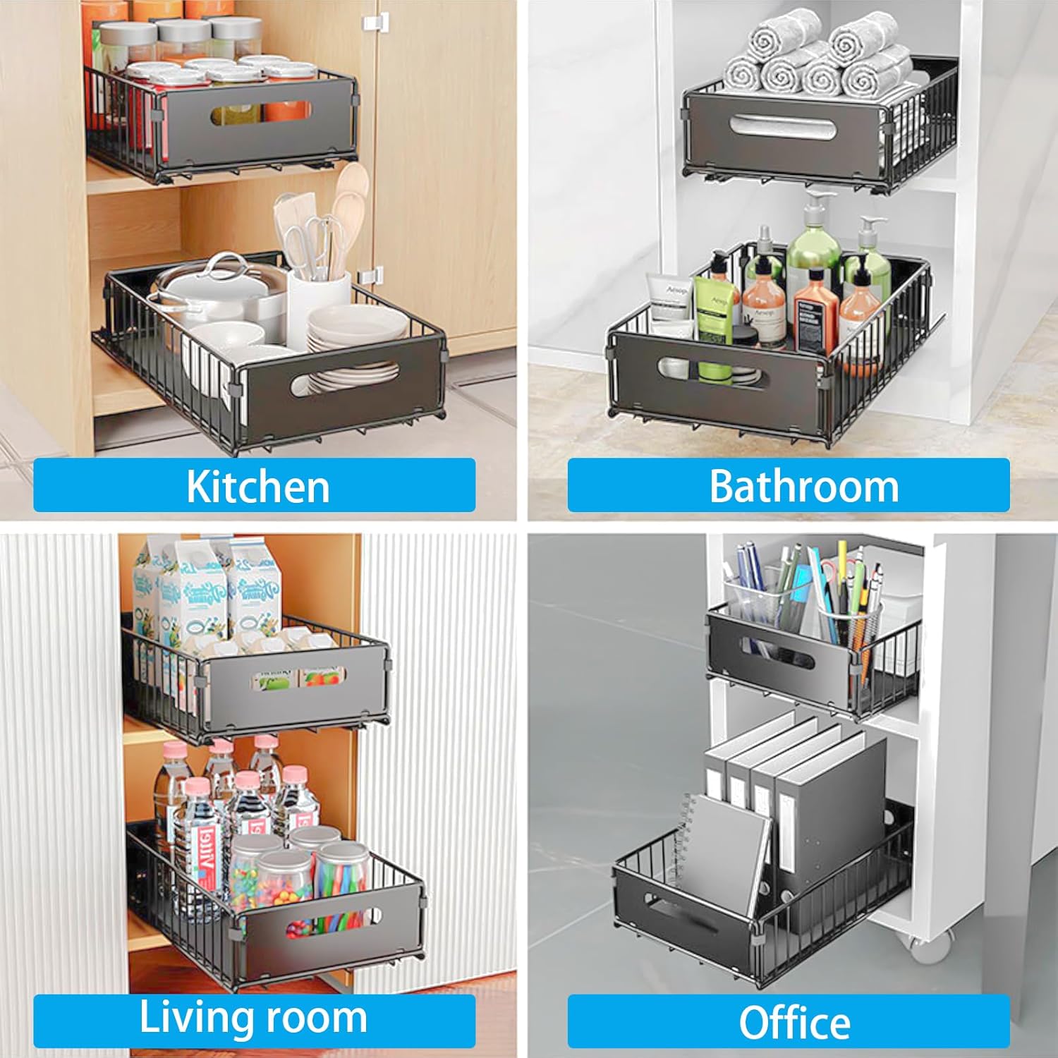 Carla Home Pull-Out Cabinet Organisers – 2 Pack