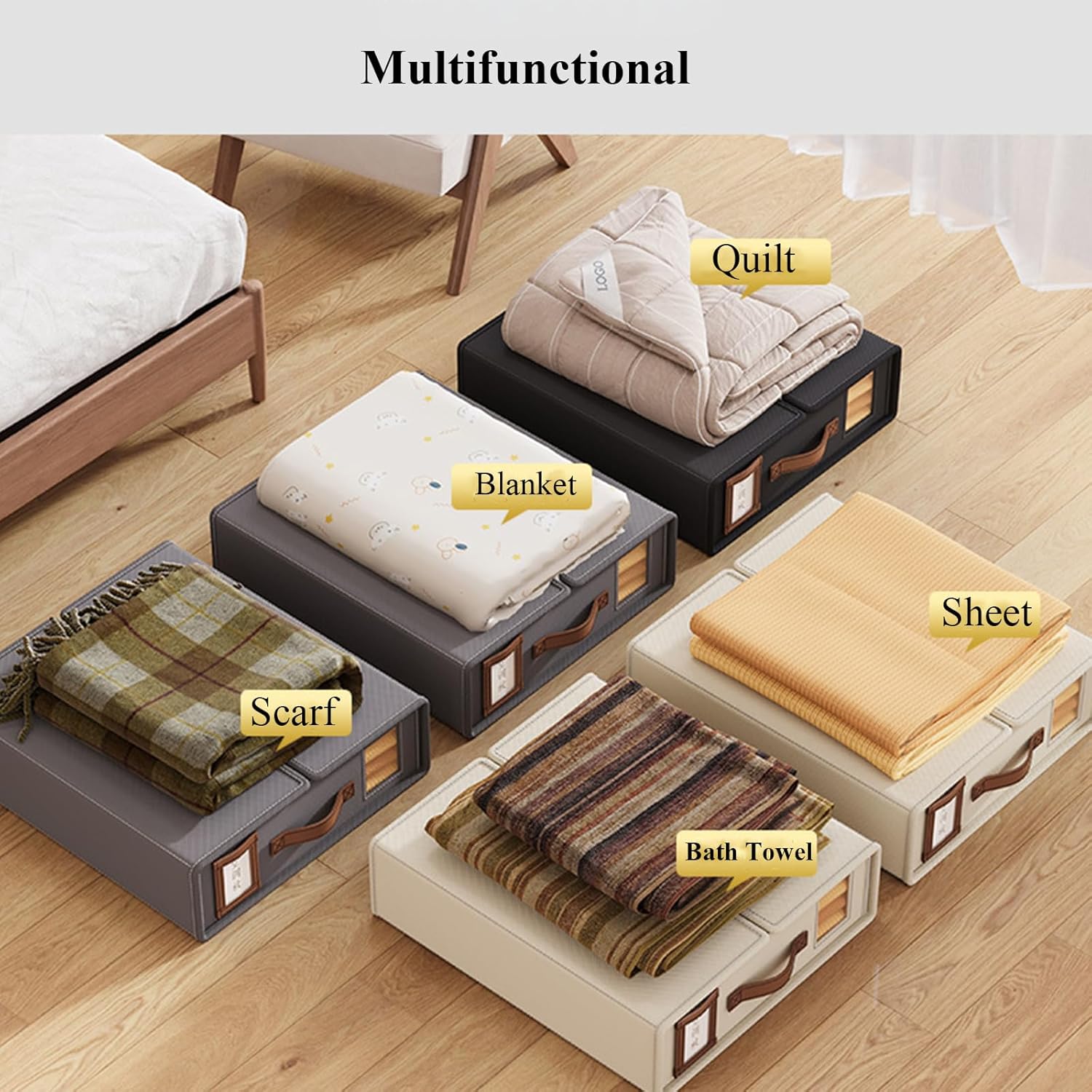 CARLA HOME Bedding Organiser Set – Beige, 4-Pack