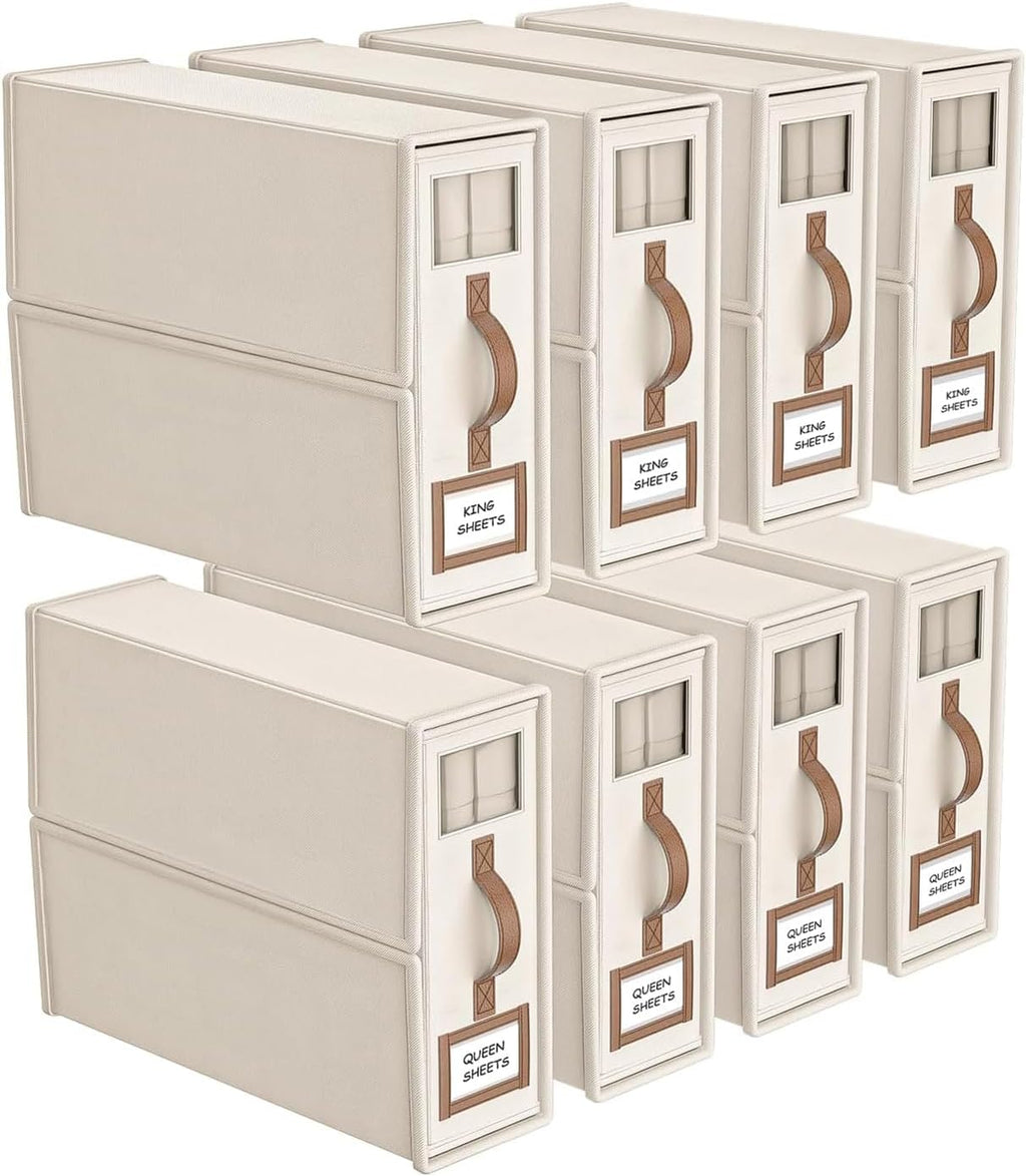 CARLA HOME Bedding Organiser Set – Beige, 8-Pack