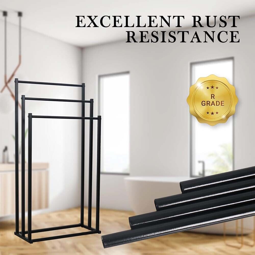 3 Tier Metal Towel Rack Freestanding Bathroom Organizer Rail