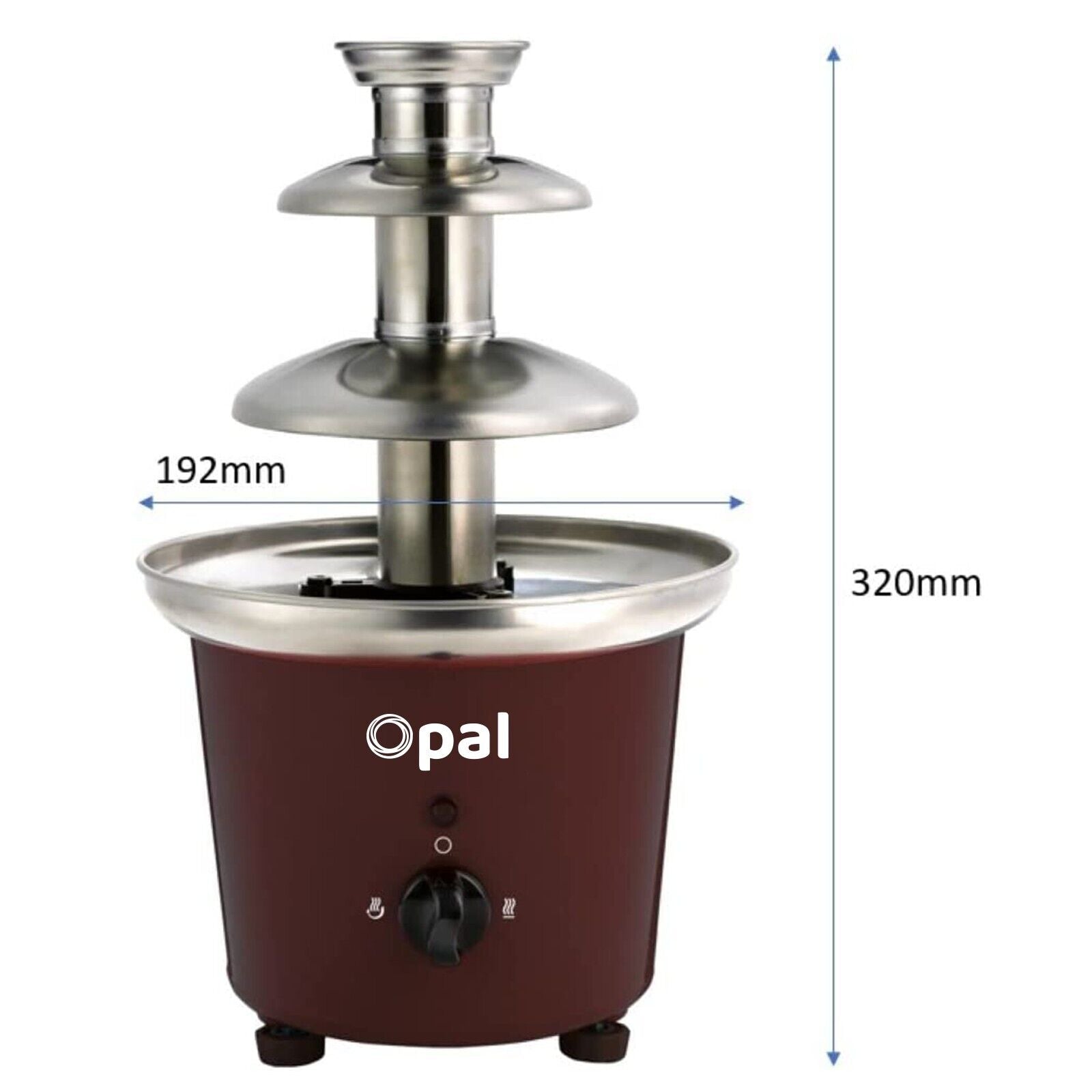 3-Tier Electric Chocolate Fondue Fountain Stainless Steel 0.9L