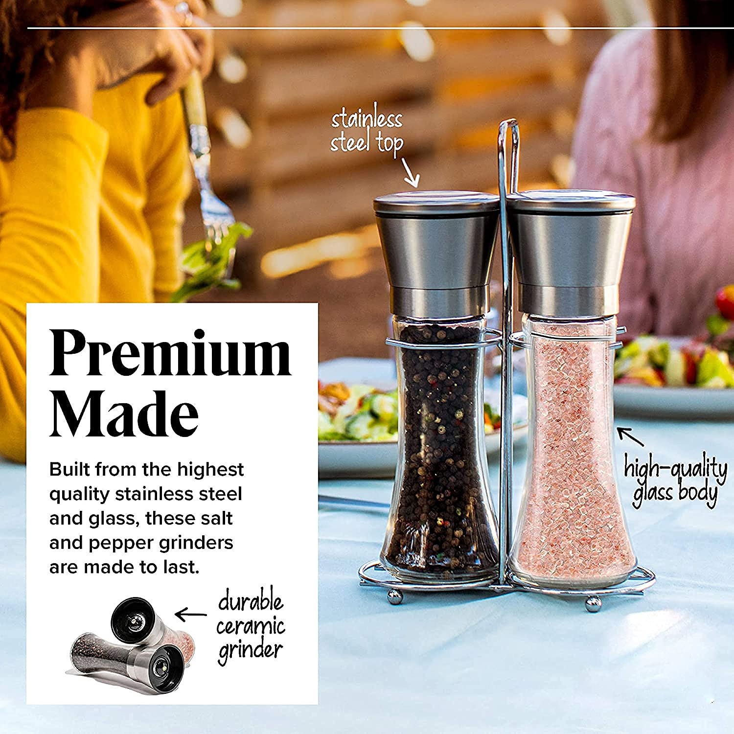 Stainless Steel Salt & Pepper Grinder Set