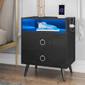 Amelia LED Bedside Table with USB & Power Outlet – Black