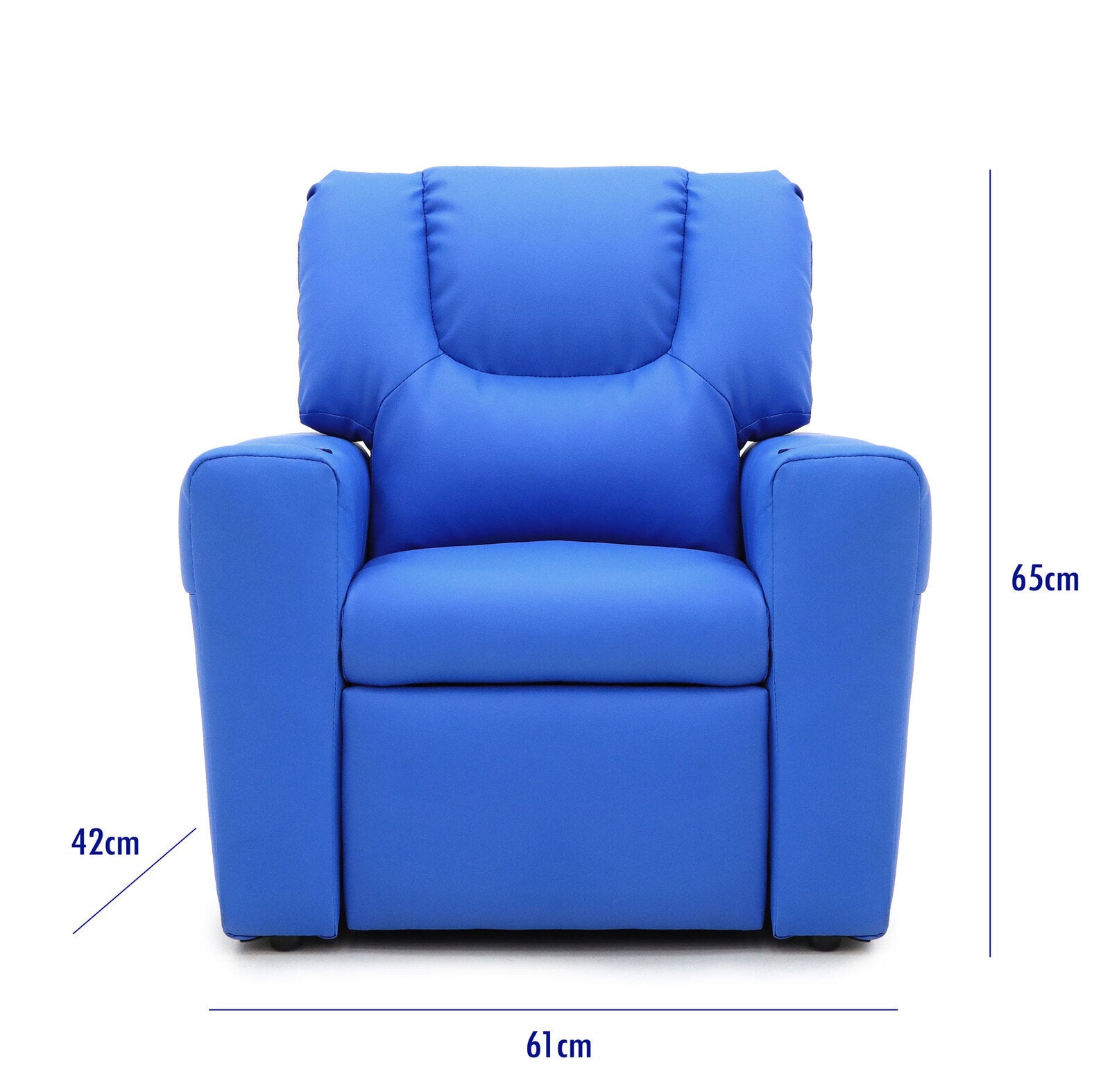 Kids Light Blue Recliner Chair w/ Footrest & Cup Holder