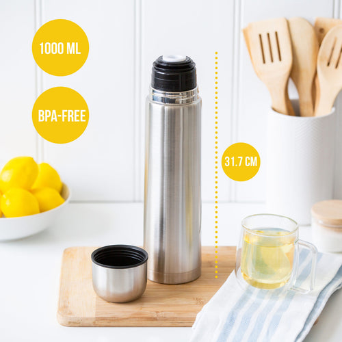 1L Stainless Steel Vacuum Flask with Cup Lid