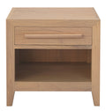 Dion Solid Mindi One-Drawer Bedside Table – Natural
