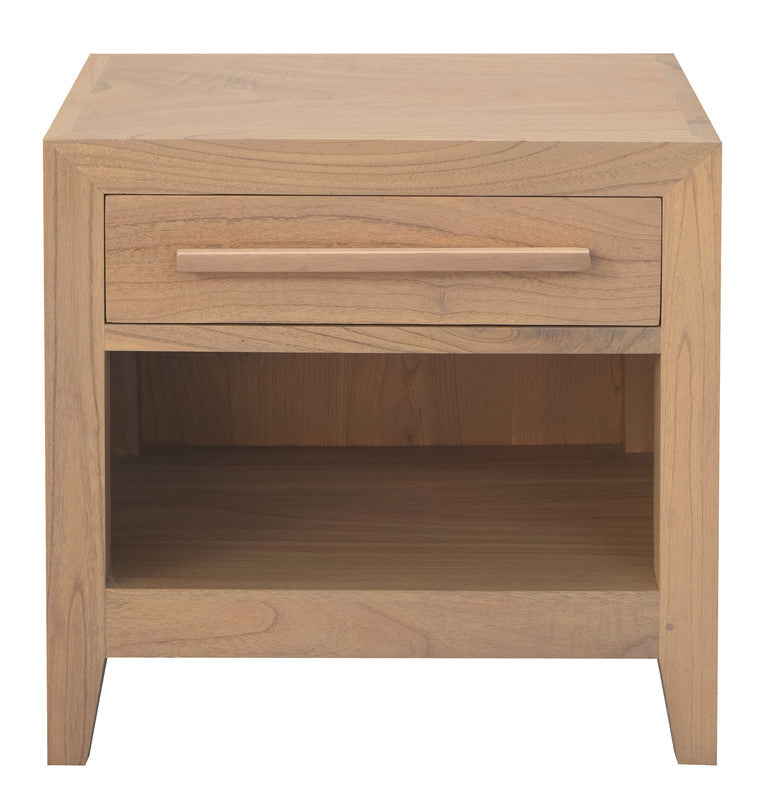 Dion Solid Mindi One-Drawer Bedside Table – Natural