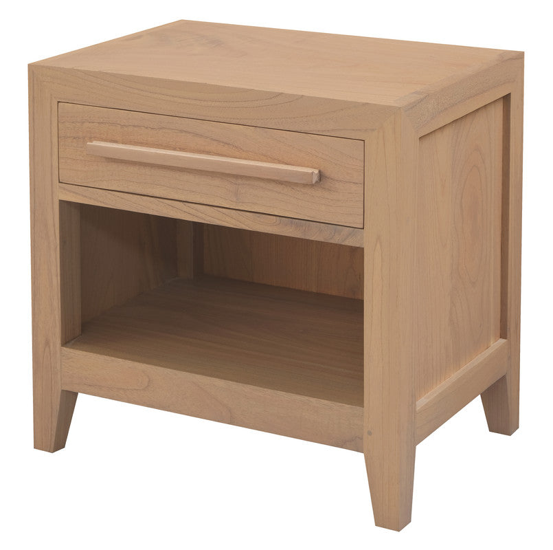 Dion Solid Mindi One-Drawer Bedside Table – Natural