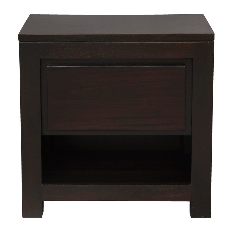 Amsterdam Solid Mahogany 1-Drawer Bedside Table – Chocolate