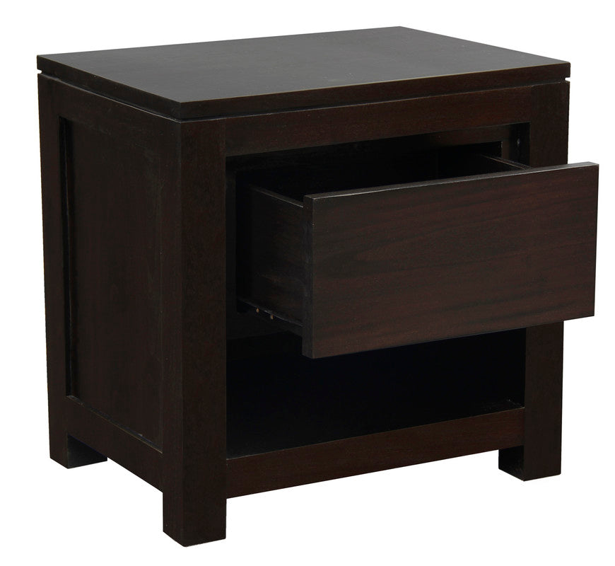 Amsterdam Solid Mahogany 1-Drawer Bedside Table – Chocolate