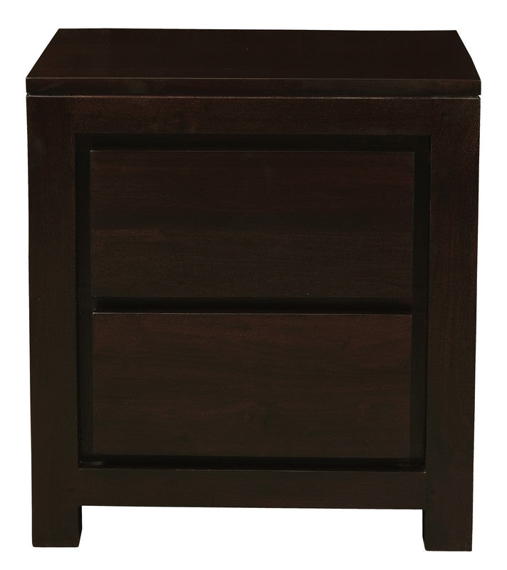 Amsterdam Solid Mahogany 2-Drawer Bedside Table – Chocolate