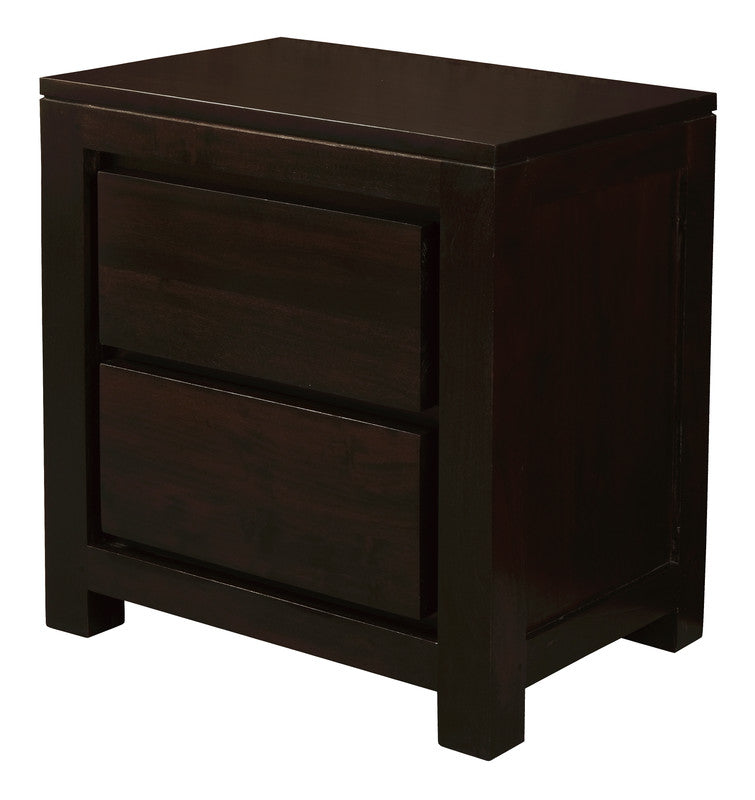 Amsterdam Solid Mahogany 2-Drawer Bedside Table – Chocolate