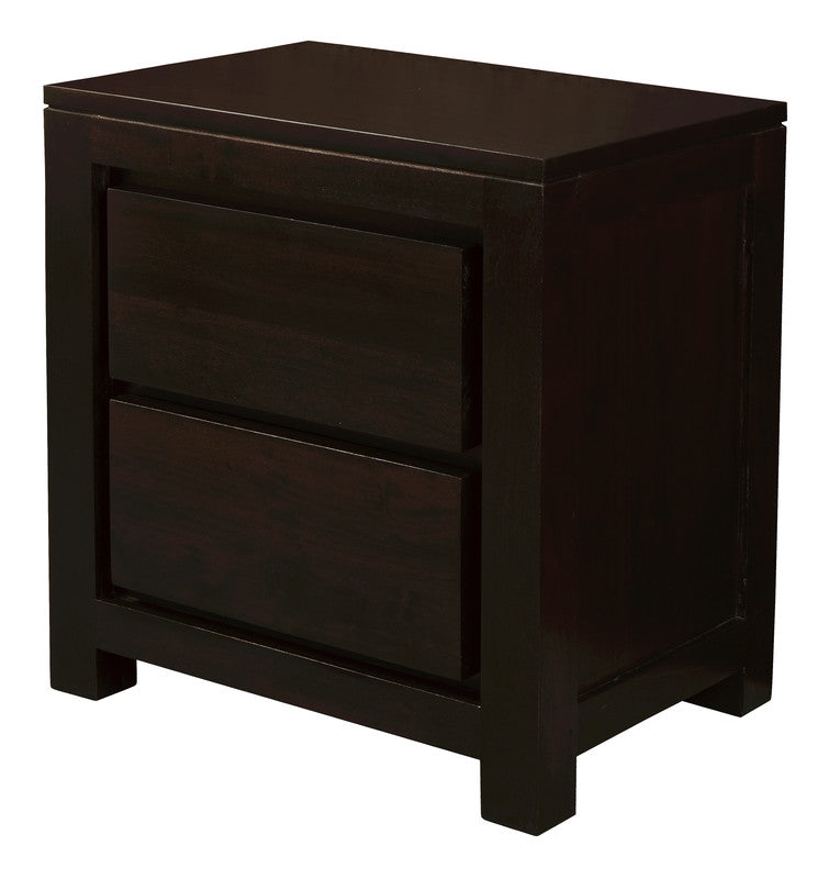 Amsterdam Solid Mahogany 2-Drawer Bedside Table – Chocolate