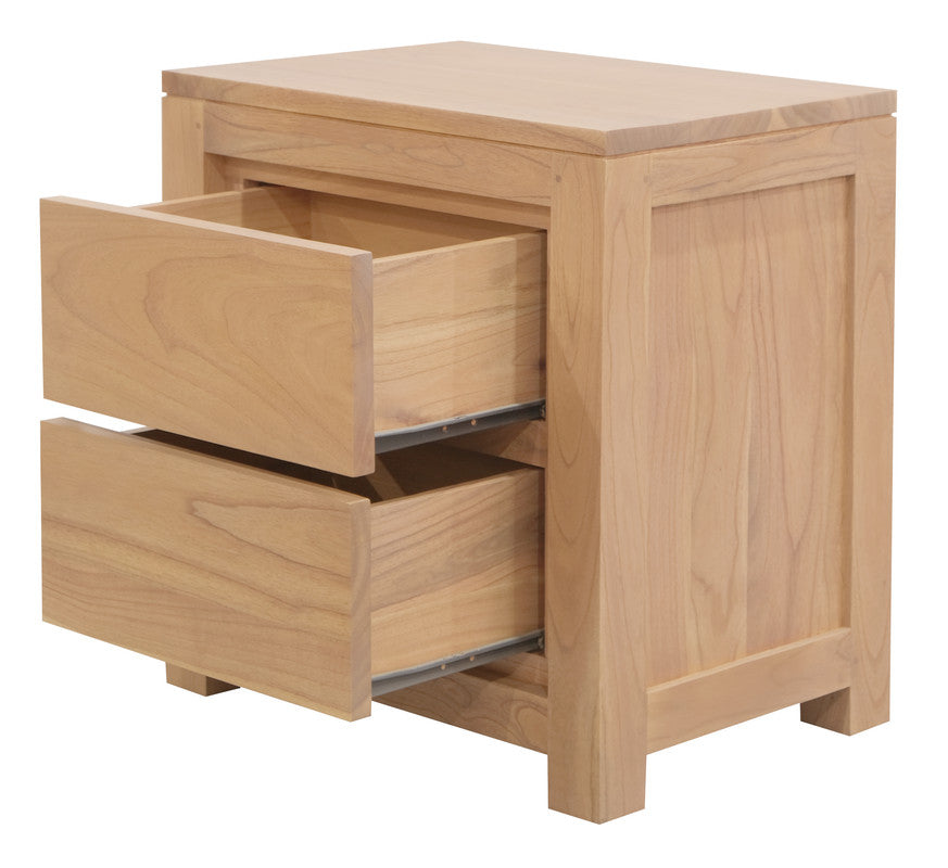 Amsterdam Solid White Cedar 2-Drawer Bedside Table – Natural