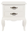 French Provincial Solid Mahogany Two-Drawer Side Table – White