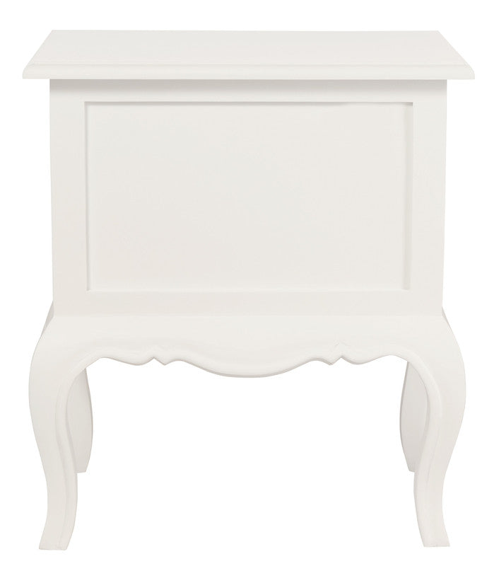 French Provincial Solid Mahogany Two-Drawer Side Table – White