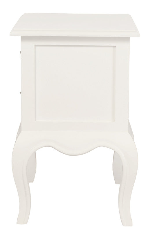 French Provincial Solid Mahogany Two-Drawer Side Table – White