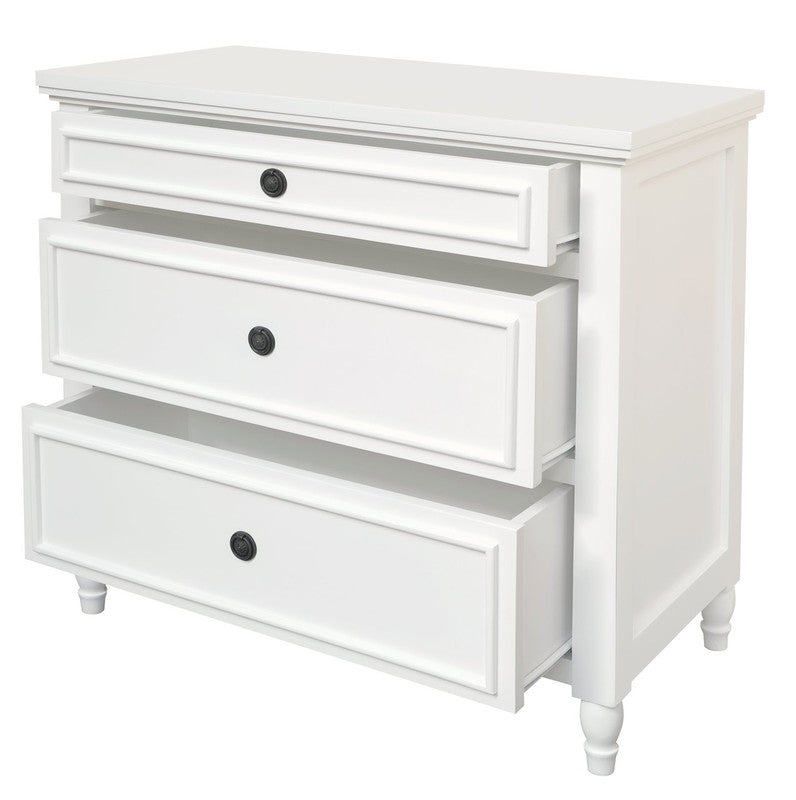 Beau Solid White Cedar 3-Drawer Dresser – White