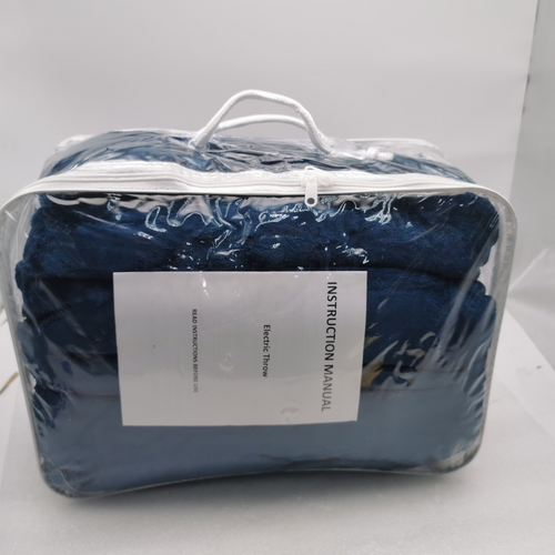 Double-Sided Heated Throw with Detachable Controller – Blue