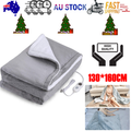 Double-Sided Heated Throw with Detachable Controller – Grey