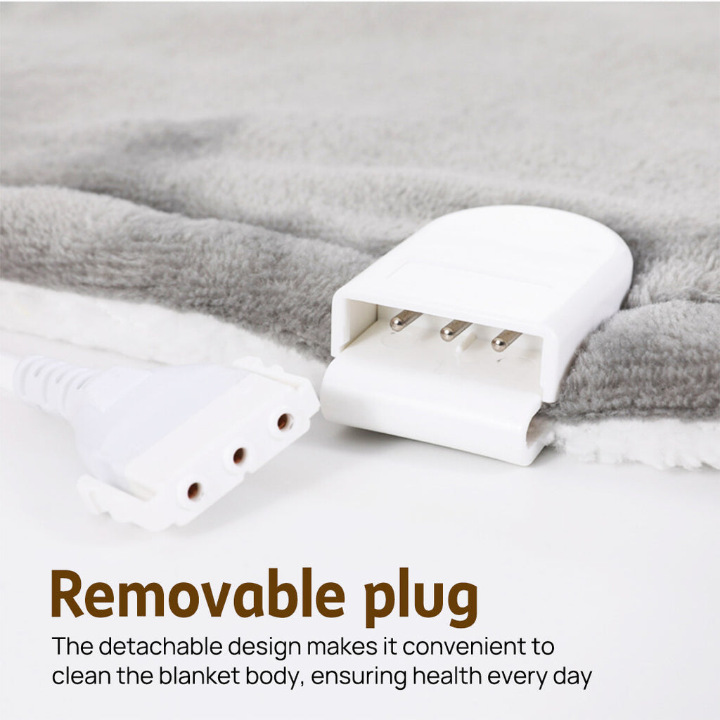Double-Sided Heated Throw with Detachable Controller – Grey