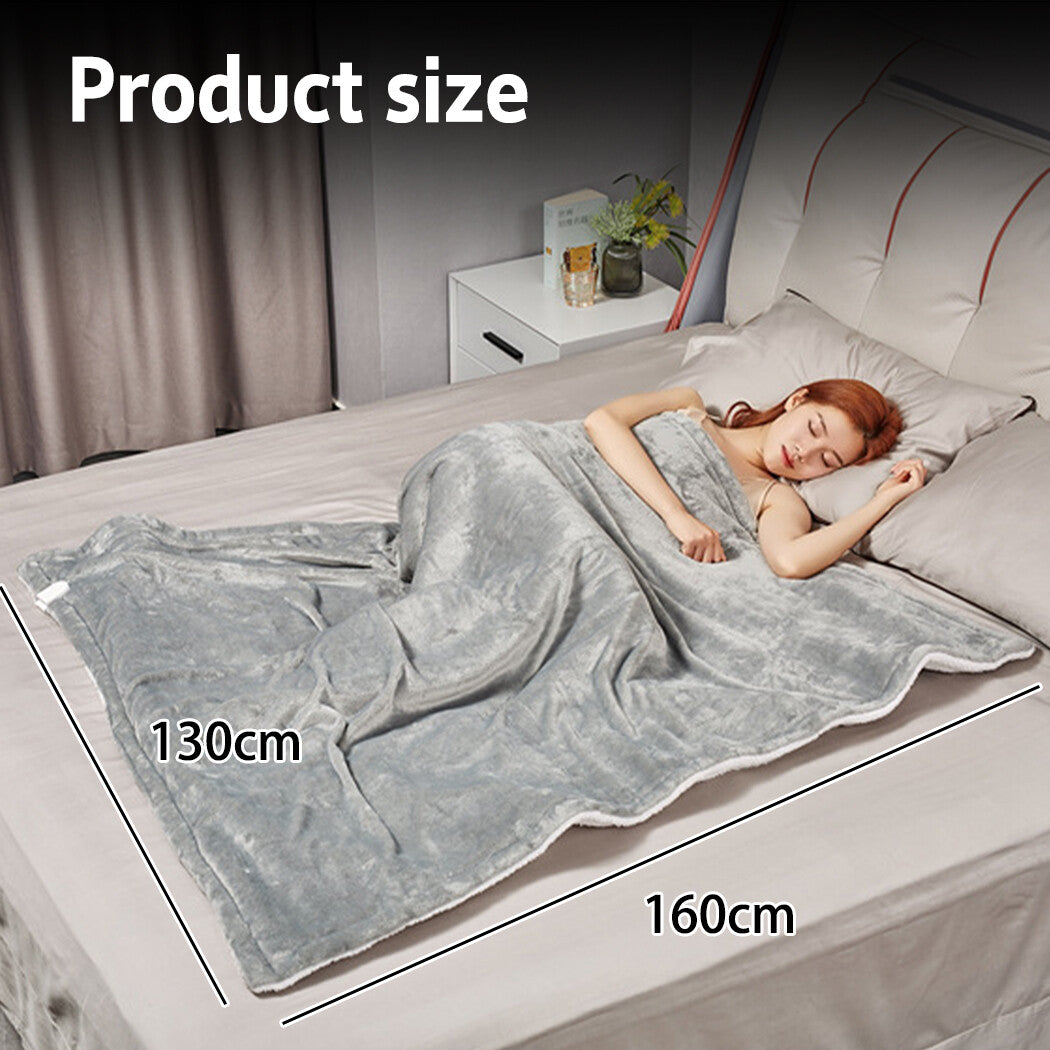 Double-Sided Heated Throw with Detachable Controller – Grey