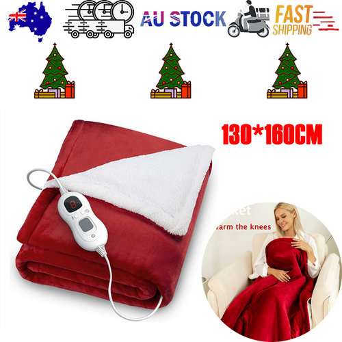 Double-Sided Heated Throw with Detachable Controller – Red