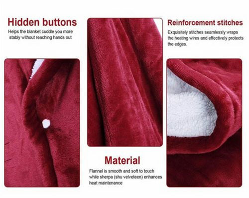 Double-Sided Heated Throw with Detachable Controller – Red