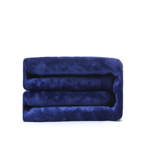 Double-Sided Heated Throw with Detachable Controller – Blue