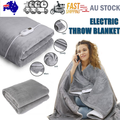 Double-Sided Heated Throw with Detachable Controller – Grey
