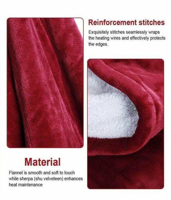 Double-Sided Heated Throw with Detachable Controller – Red