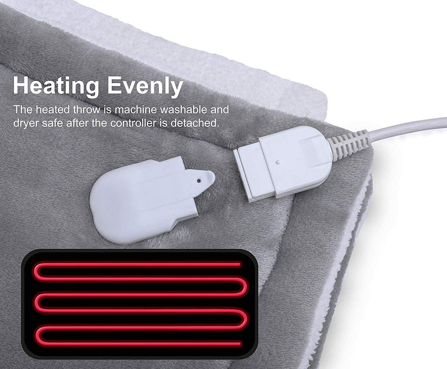 Double-Sided Heated Throw with Detachable Controller – Red