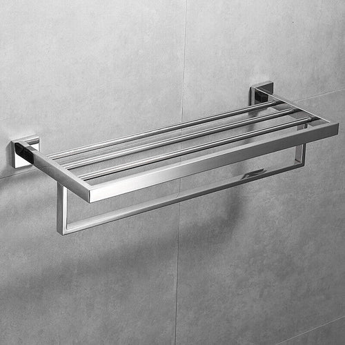 600mm Two-Tier Stainless Steel Towel Shelf – Black