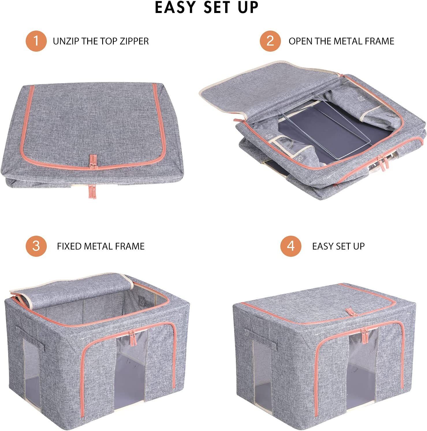 24L Foldable Steel-Frame Storage Box