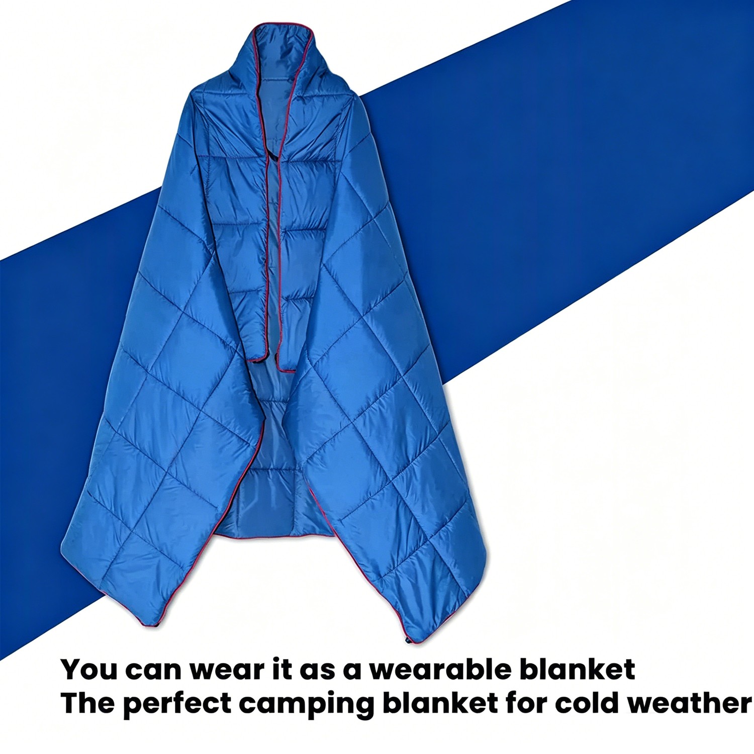 Packable Down-Blend Camping Blanket – Blue, 190.5 × 129.5 cm