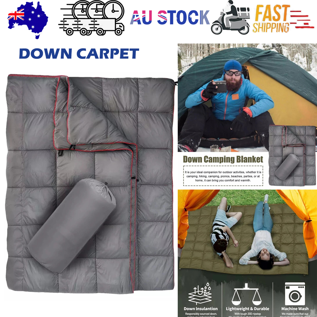 Packable Down-Blend Camping Blanket – Grey, 190.5 × 129.5 cm