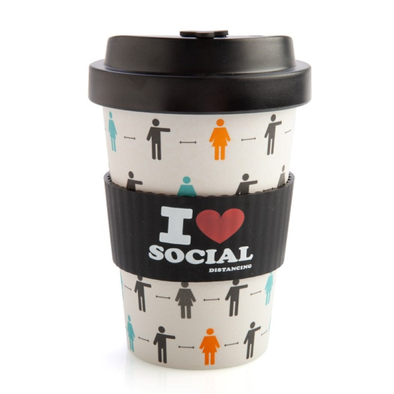 I Heart Social Distancing Reusable Bamboo Cup