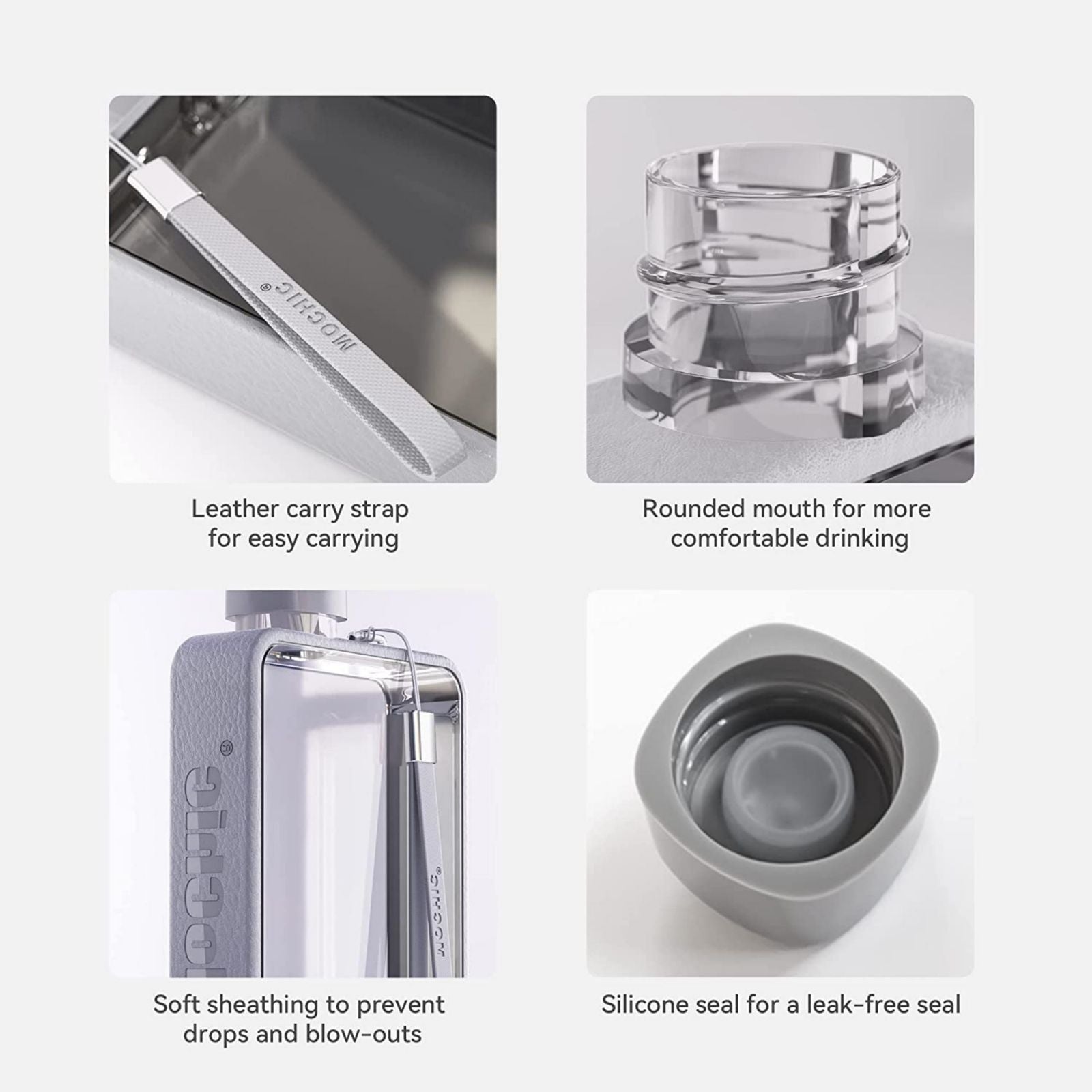 A5 Flat Water Bottle – Grey