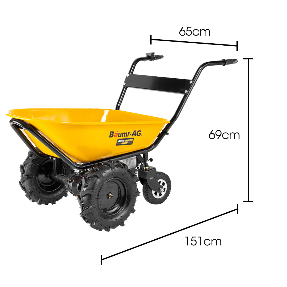 Baumr-AG 36V Battery Powered Wheelbarrow Motorised Electric, 100L Bucket Volume, 4 Wheel, 260kg Capacity