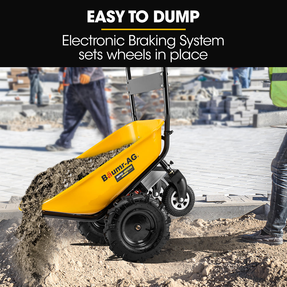 Baumr-AG 36V Battery Powered Wheelbarrow Motorised Electric, 100L Bucket Volume, 4 Wheel, 260kg Capacity