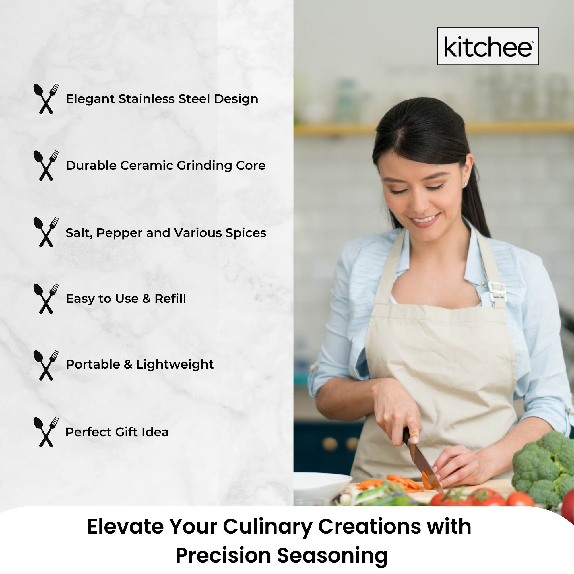 Kitchee Stainless Steel Spice Grinder