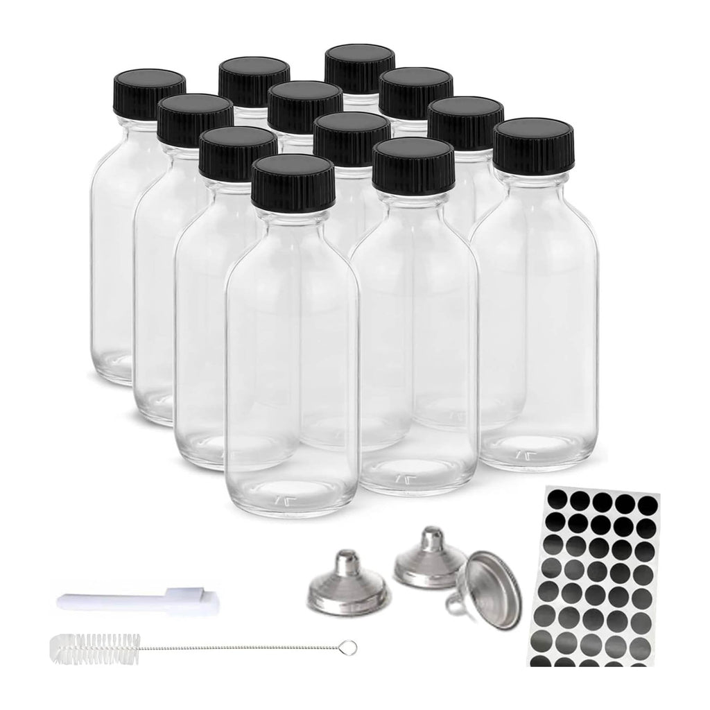 Kitchee 60ml Glass Bottles with Labels – Set of 12