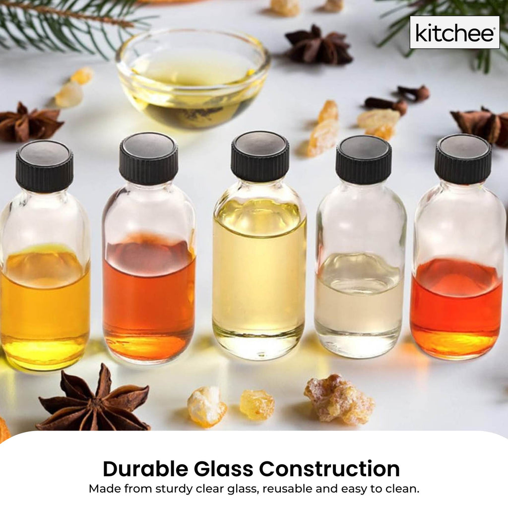 Kitchee 60ml Glass Bottles with Labels – Set of 12