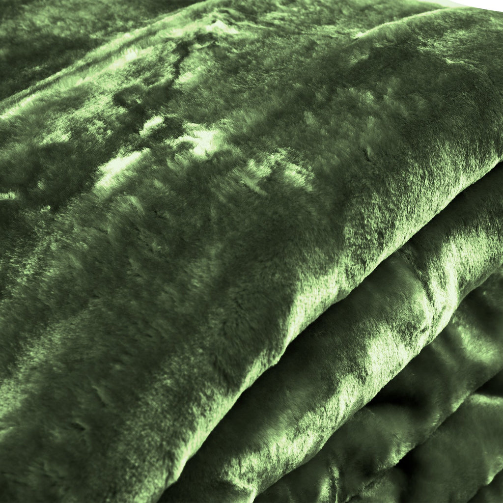 Laura Hill 600gsm Faux Mink Blanket Queen Size Double-sided Throw Rug Large Super Luxurious Soft - Green