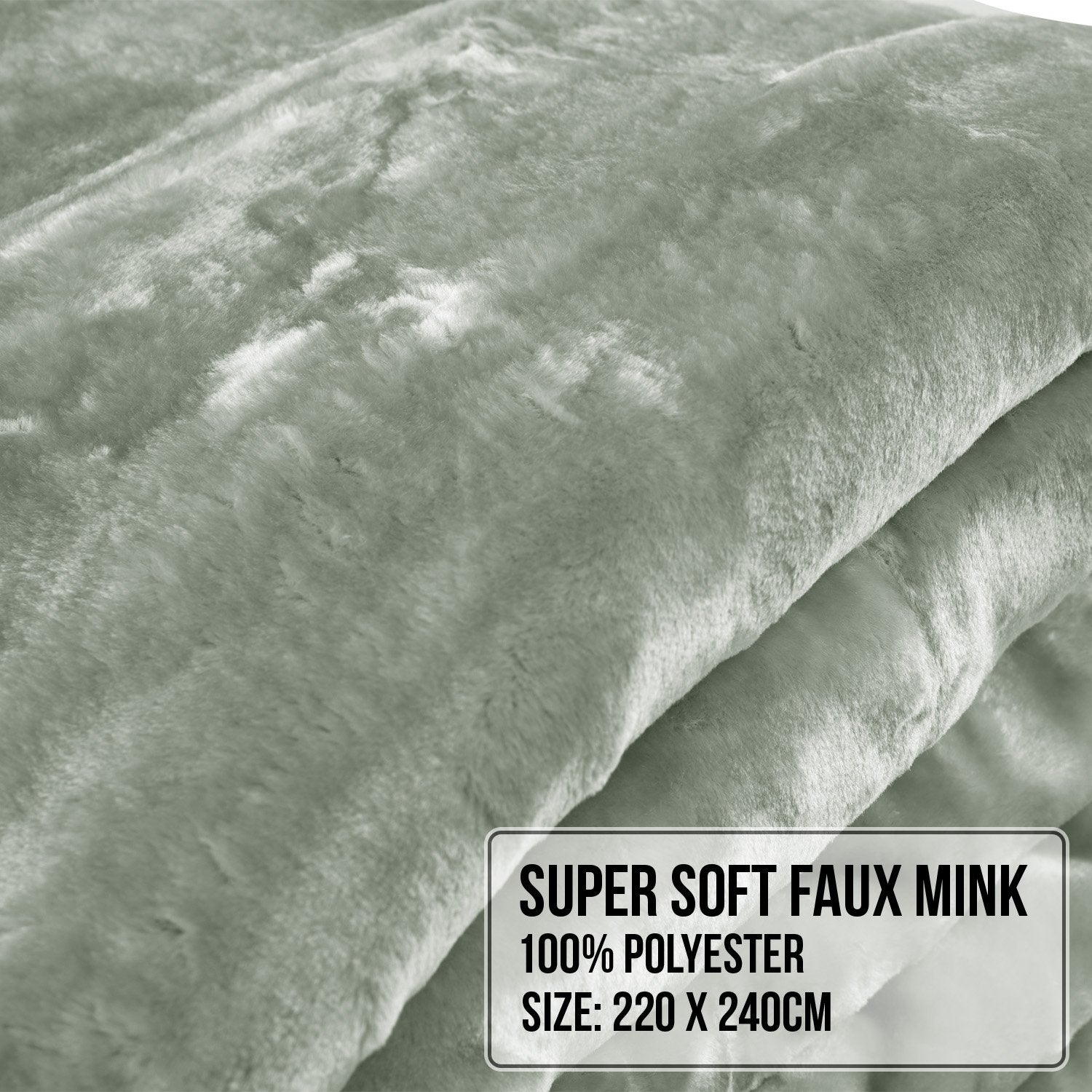 Laura Hill 800-GSM Mink Blanket Queen Size Double-Sided Soft Plush Bed Faux Throw Rug 220 X 240cm Heavy Sage