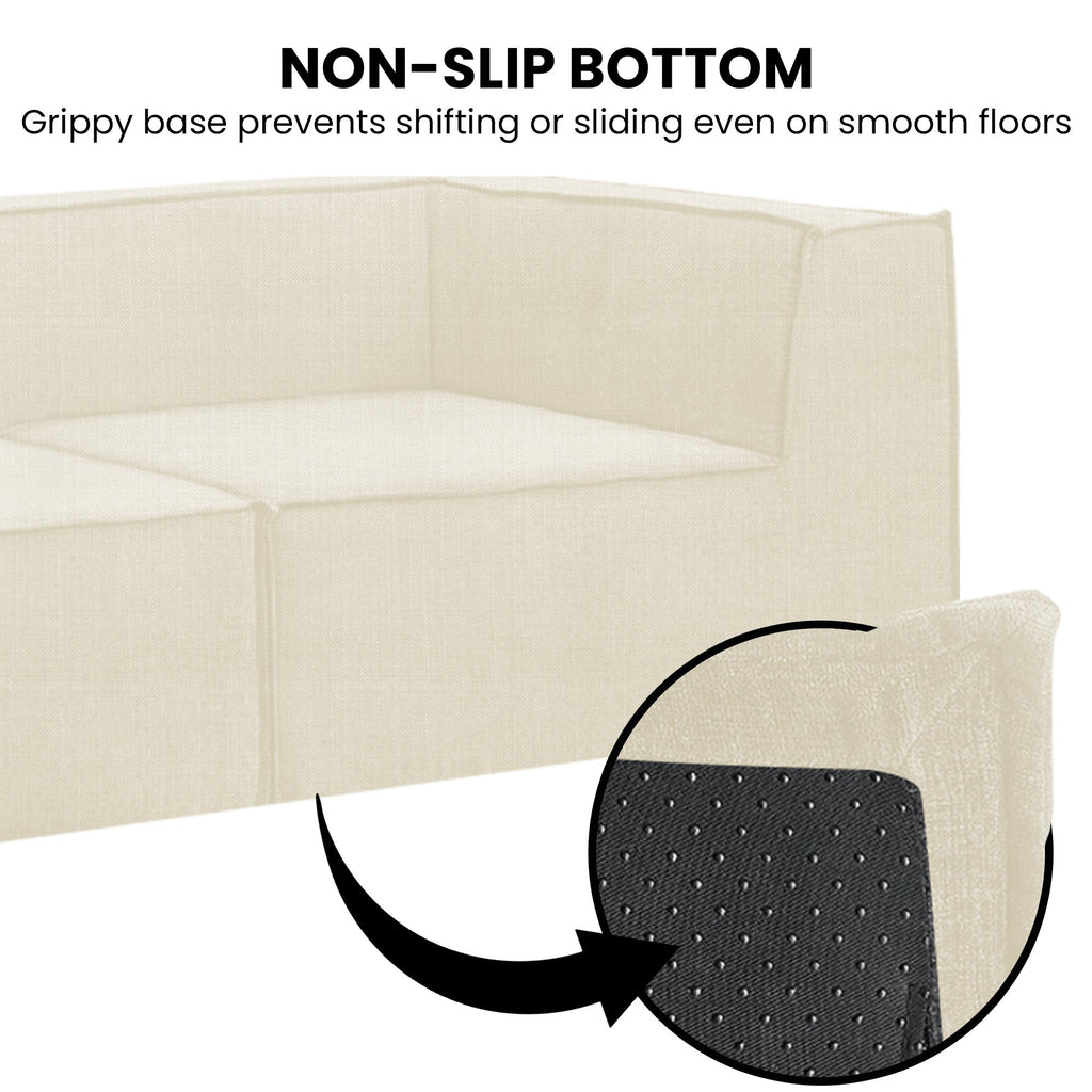Sarantino Novi 3-Seater Modular Sofa with Ottoman in Cream Non-Slip Bottom Lounge
