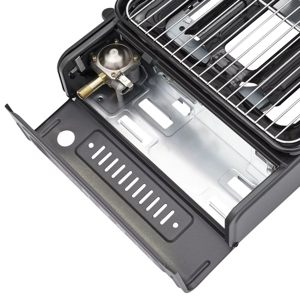 Portable Gas Stove Burner Butane BBQ Camping Gas Cooker With Non Stick Plate Black