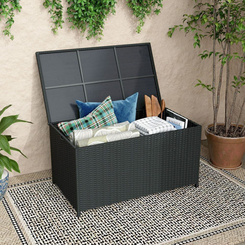 320L PE Wicker Outdoor Storage Box – Black